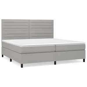 Box spring postel s matrací světle šedá 200 x 200 cm textil - obrázek 2