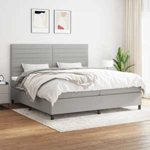 Box spring postel s matrací světle šedá 200 x 200 cm textil - obrázek 1