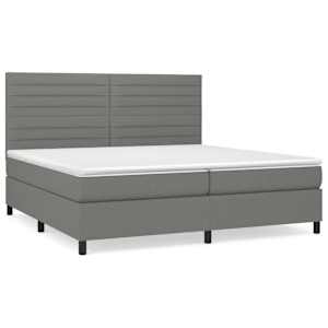 Box spring postel s matrací tmavě šedá 200x200 cm textil - obrázek 2