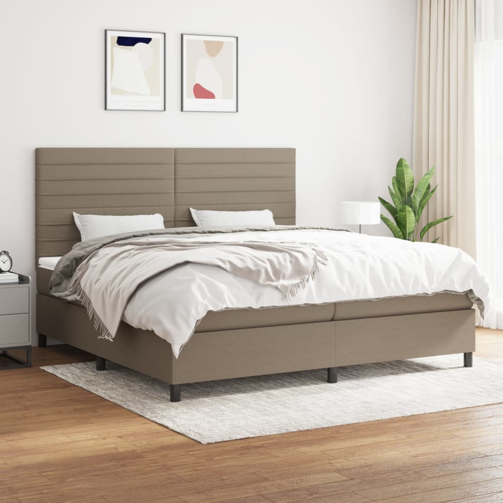 vidaXL Boxspringbett mit Matratze Taupe 200x200 cm Stoff