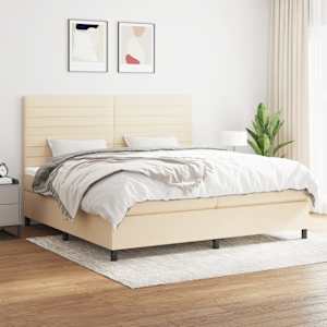 Box spring postel s matrací krémová 200x200 cm textil - obrázek 1