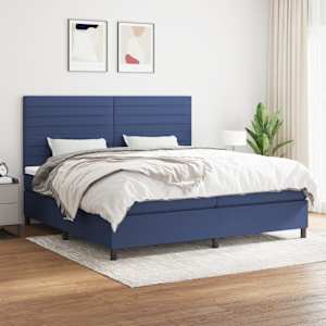 Box spring postel s matrací modrá 200x200 cm textil - obrázek 1