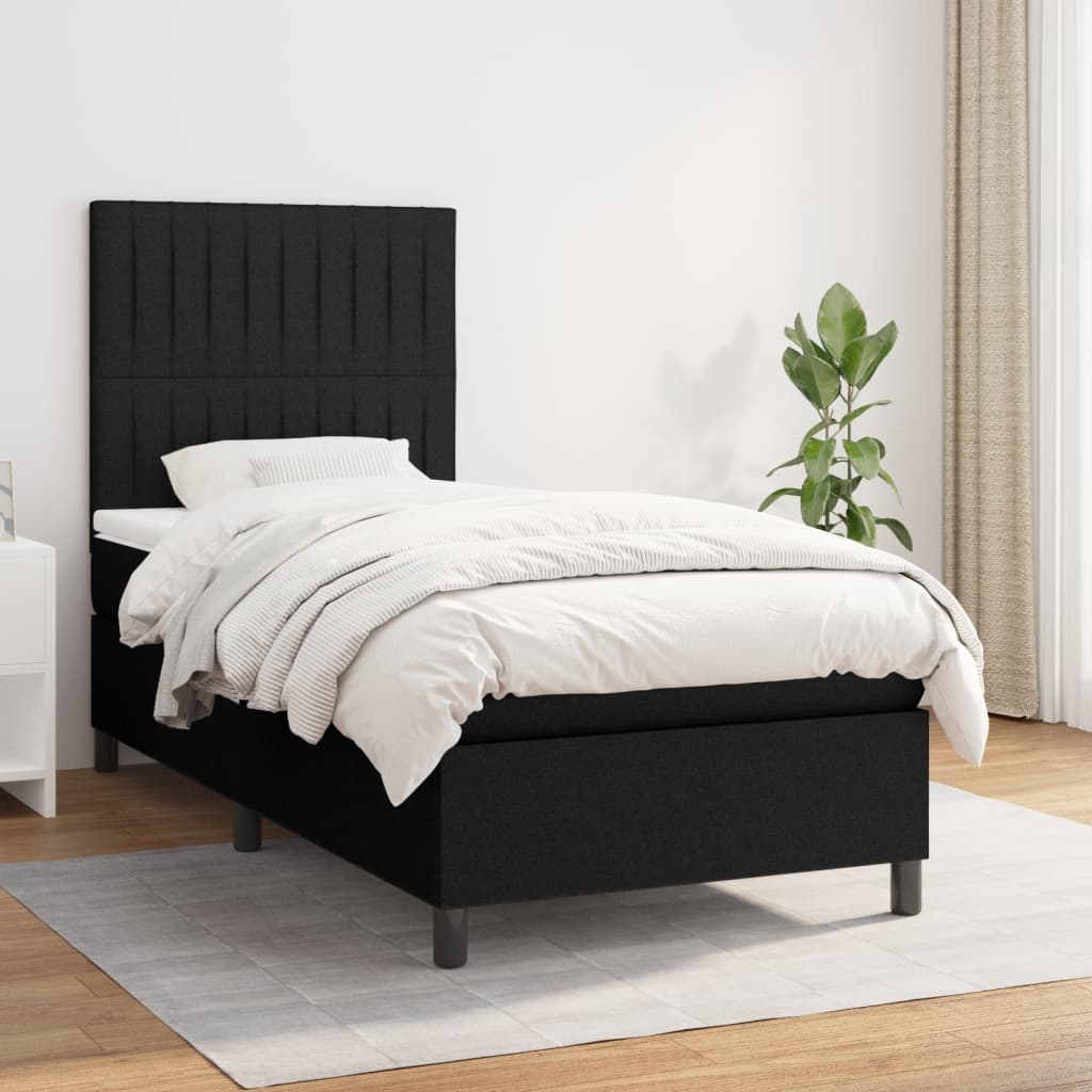 Boxspringbett mit Matratze Schwarz 80×200 cm Stoff