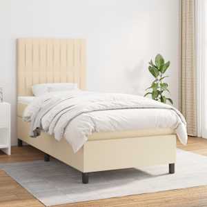 Box spring postel s matrací krémová 80 x 200 cm textil - obrázek 1