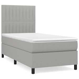 Box spring postel s matrací světle šedá 90x190 cm textil - obrázek 2