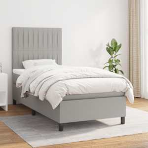 Box spring postel s matrací světle šedá 90x190 cm textil - obrázek 1