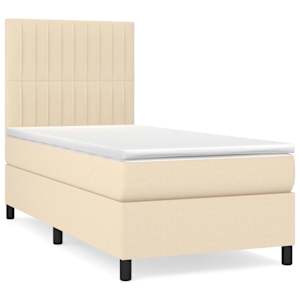 Box spring postel s matrací krémová 100 x 200 cm textil - obrázek 2