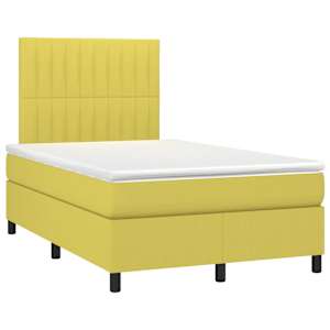 vidaXL Lova su spyruoklėmis ir čiužiniu, žalia, 120x200 cm, audinys