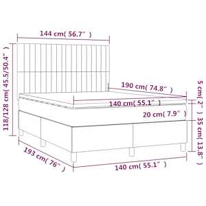 Box spring postel s matrací světle šedá 140 x 190 cm textil - obrázek 6