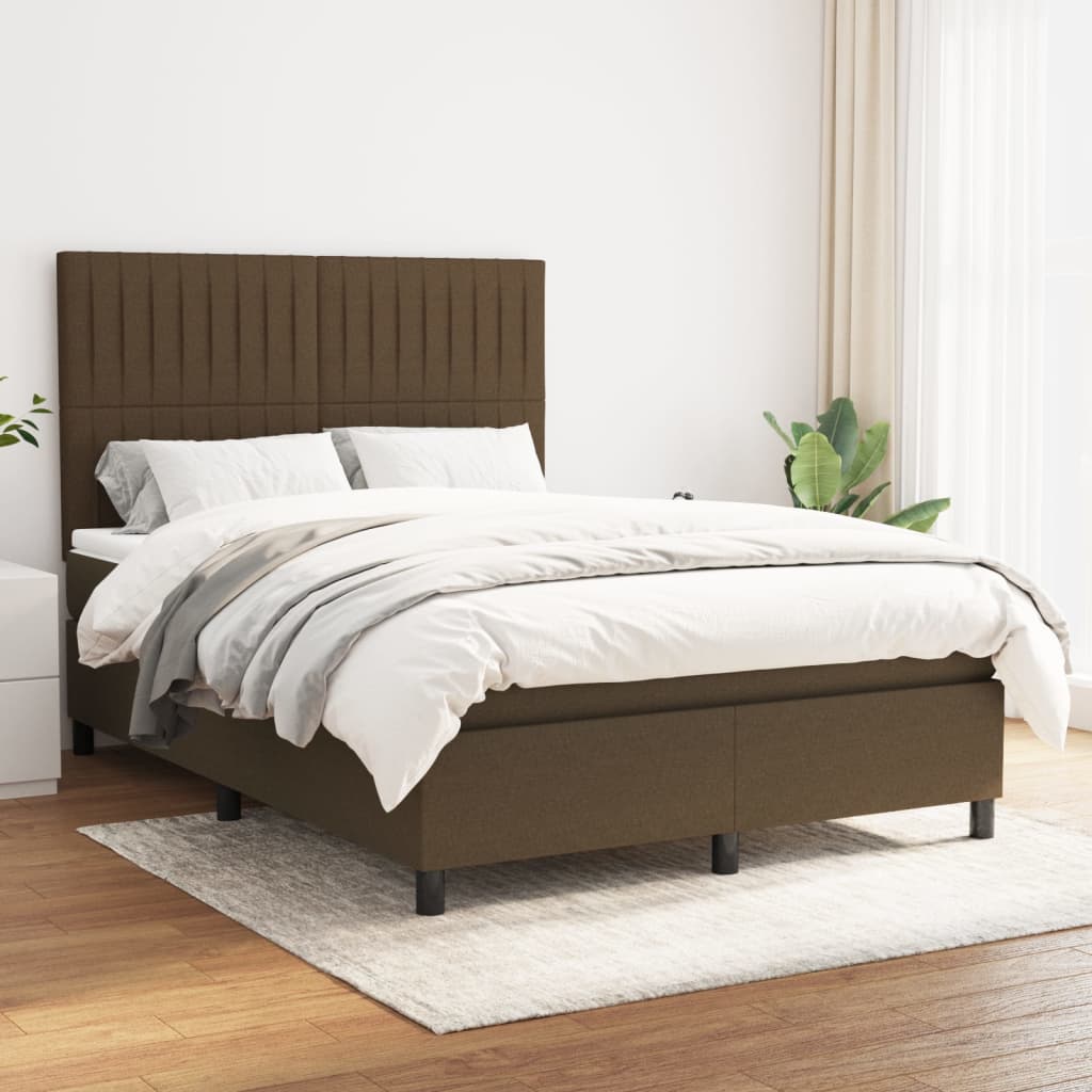 Boxspringbett mit Matratze Dunkelbraun 140×190 cm Stoff