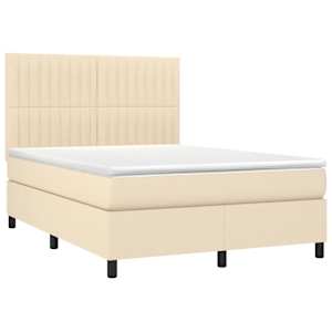 Box spring postel s matrací krémová 140x190 cm textil - obrázek 3