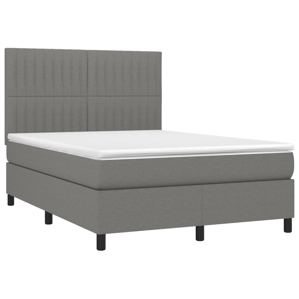 Thumbnail - vidaXL Boxspringbett mit Matratze Dunkelgrau 140x200 cm Stoff