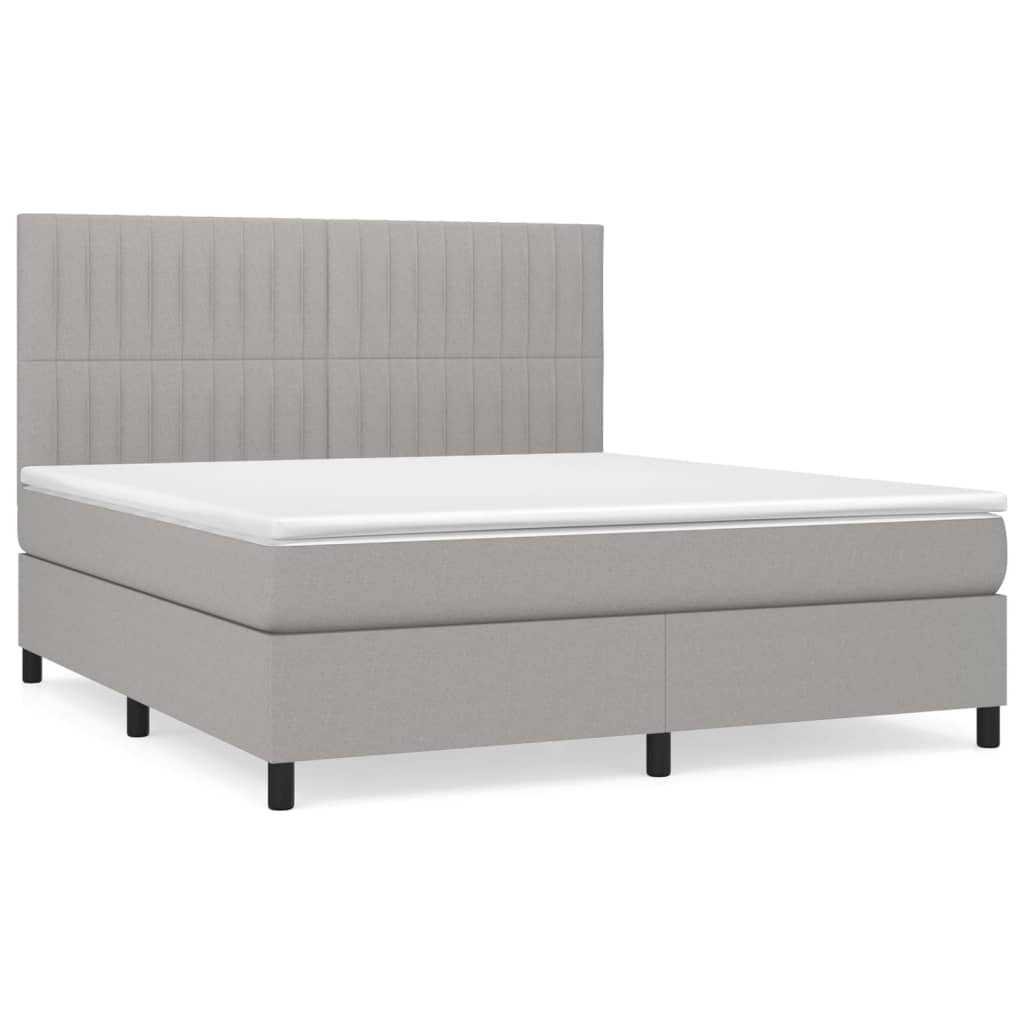 vidaXL Box spring postelja z vzmetnico svetlo siva 160x200 cm žamet