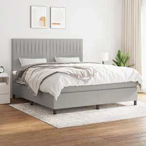 Box spring postel s matrací světle šedá 160 x 200 cm textil - obrázek 1