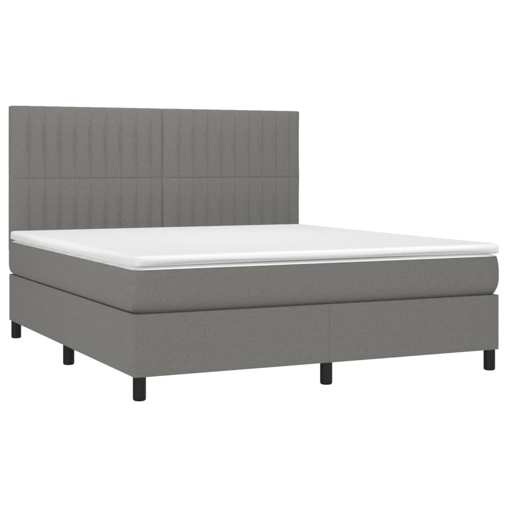 vidaXL Boxspring met matras stof donkergrijs 160x200 cm afbeelding