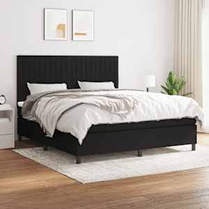 Box spring postel s matrací černá 160x200 cm textil - obrázek 1