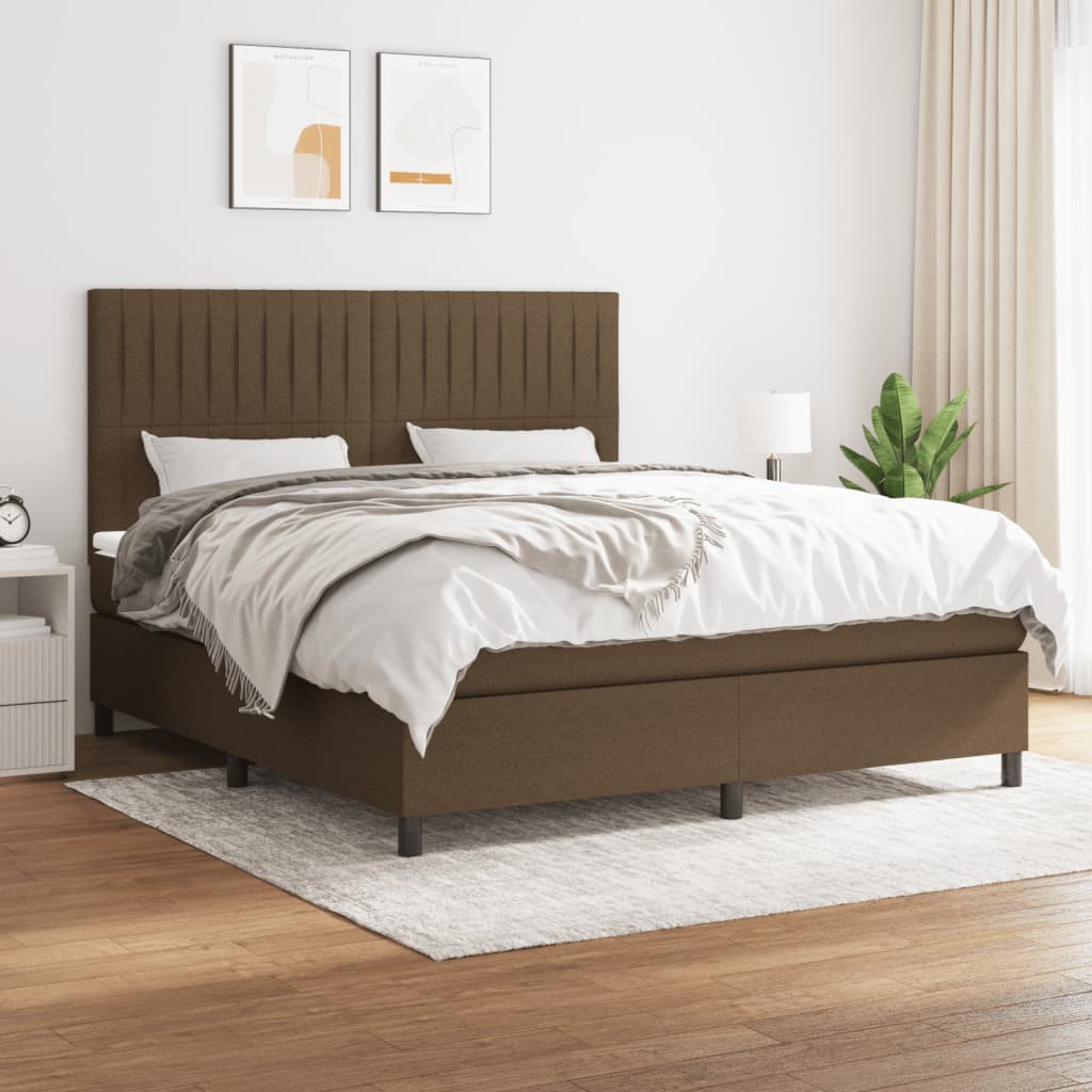 Boxspringbett mit Matratze Dunkelbraun 160×200 cm Stoff