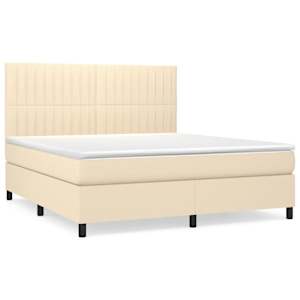 Box spring postel s matrací krémová 160x200 cm textil - obrázek 2