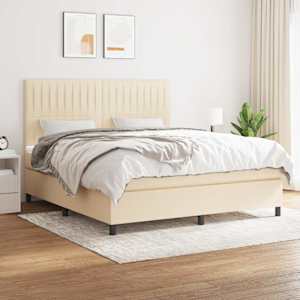 Box spring postel s matrací krémová 160x200 cm textil - obrázek 1