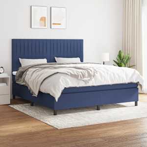 Box spring postel s matrací modrá 160x200 cm textil - obrázek 1