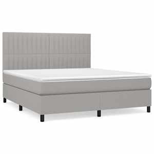 Box spring postel s matrací světle šedá 180 x 200 cm textil - obrázek 2