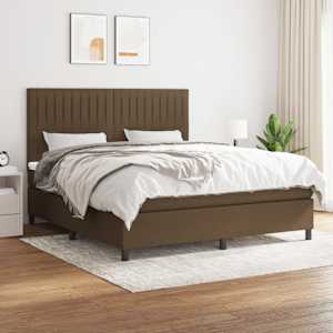 Box spring postel s matrací tmavě hnědá 180x200 cm textil - obrázek 1