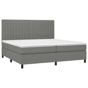 Box spring postelja z vzmetnico temno siva 200x200 cm blago - slika 3