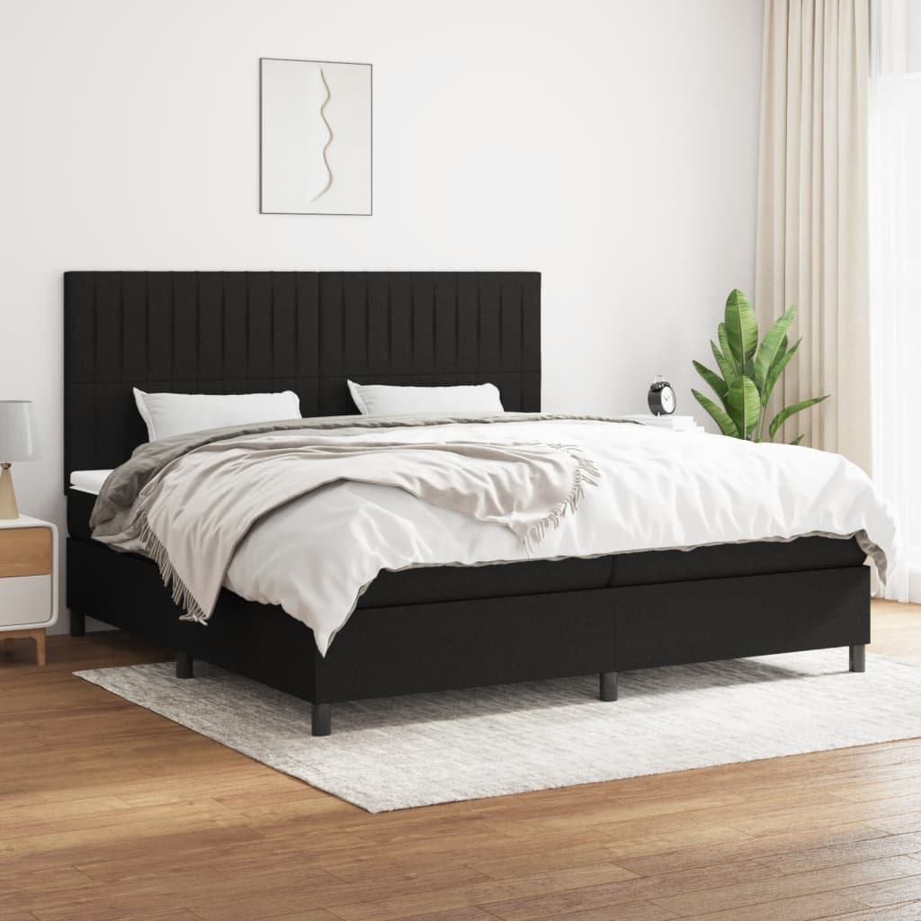 vidaXL Boxspringbett mit Matratze Schwarz 200x200 cm Stoff