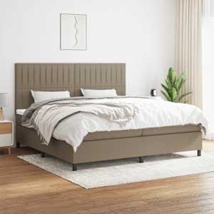 Box spring postel s matrací taupe 200x200 cm textil - obrázek 1