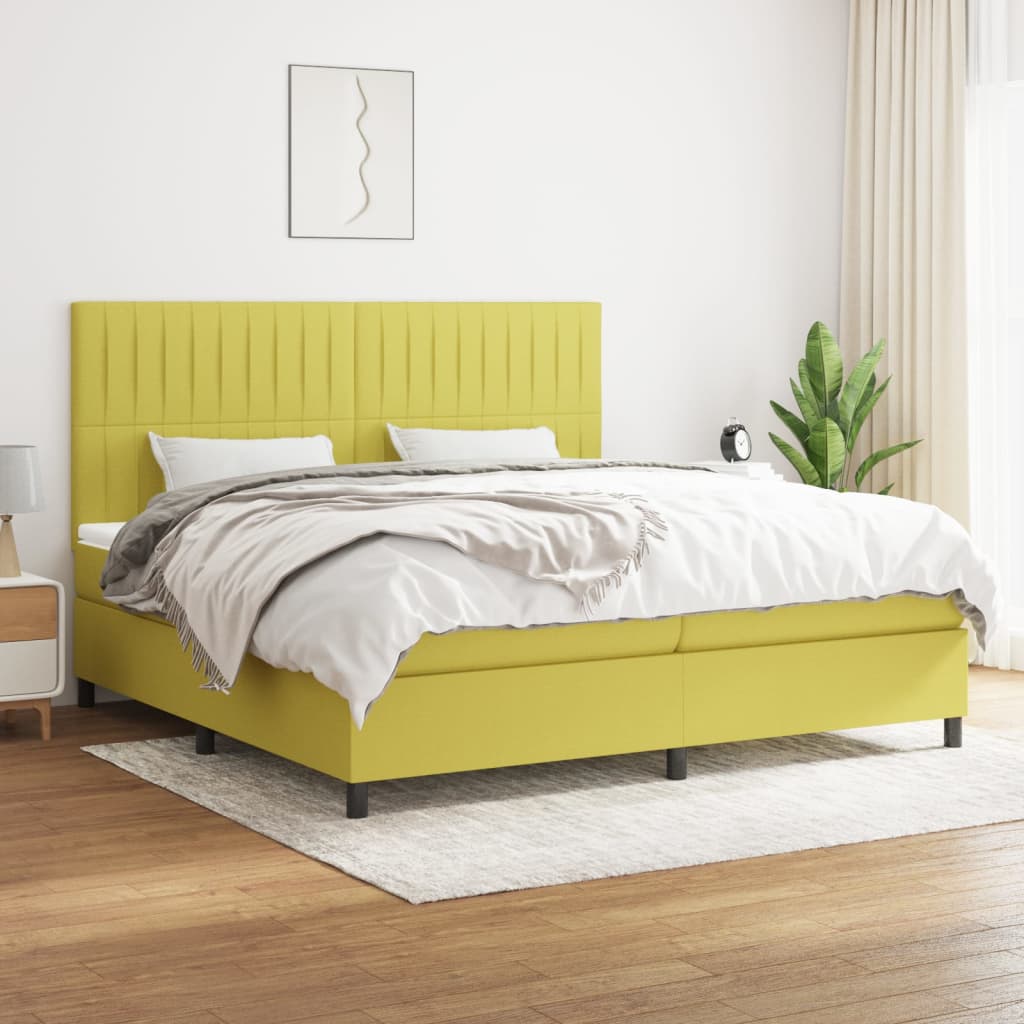 Box spring postel s matrací zelená 200x200 cm textil