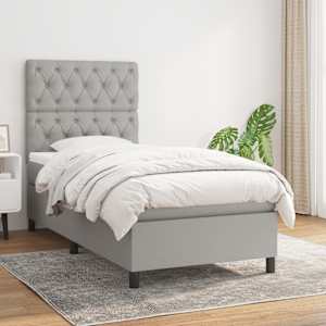 Box spring postel s matrací světle šedá 80 x 200 cm textil - obrázek 1