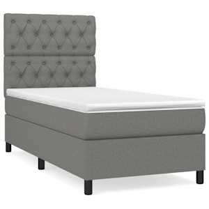 Box spring postel s matrací tmavě šedá 80 x 200 cm textil - obrázek 2