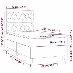 Box spring postel s matrací tmavě šedá 80 x 200 cm textil - obrázek 6