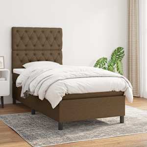 Box spring postel s matrací tmavě hnědá 80x200 cm textil - obrázek 1