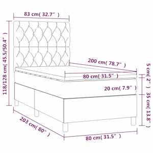 Box spring postel s matrací taupe 80x200 cm textil - obrázek 6
