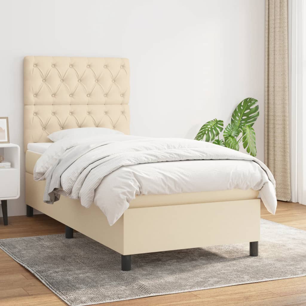 Boxspringbett mit Matratze Creme 80×200 cm Stoff