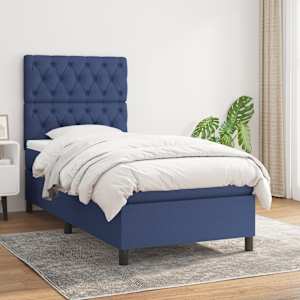 Box spring postel s matrací modrá 80x200 cm textil - obrázek 1