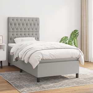 Box spring postel s matrací světle šedá 90x190 cm textil - obrázek 1