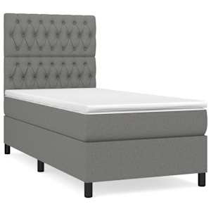 Box spring postel s matrací tmavě šedá 90x190 cm textil - obrázek 2