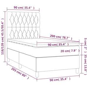 Box spring postelja z vzmetnico črna 90x200 cm blago - slika 6