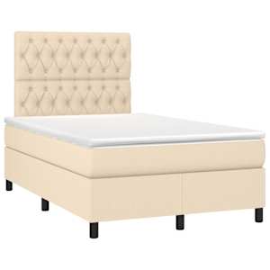 vidaXL Cama com molas/colch&atilde;o 120x200 cm tecido cor creme