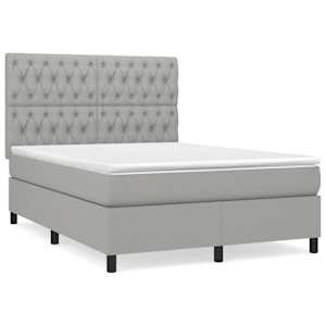 Box spring postel s matrací světle šedá 140 x 190 cm textil - obrázek 2