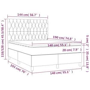 Box spring postel s matrací světle šedá 140 x 190 cm textil - obrázek 6