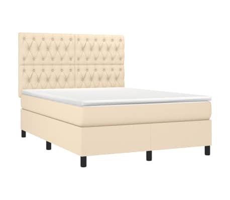 vidaXL kontinentaalvoodi madratsiga, kreemjas, 140x190 cm, kangas