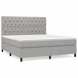 Box spring postel s matrací světle šedá 160 x 200 cm textil - obrázek 2