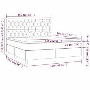 Box spring postelja z vzmetnico svetlo siva 160x200 cm žamet - slika 6