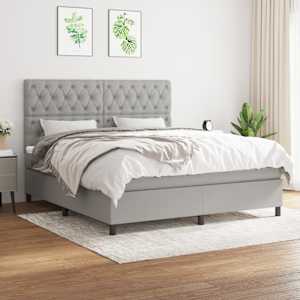 Box spring postel s matrací světle šedá 160 x 200 cm textil - obrázek 1