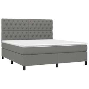 Box spring postel s matrací tmavě šedá 160x200 cm textil - obrázek 3
