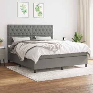 Box spring postel s matrací tmavě šedá 160x200 cm textil - obrázek 1