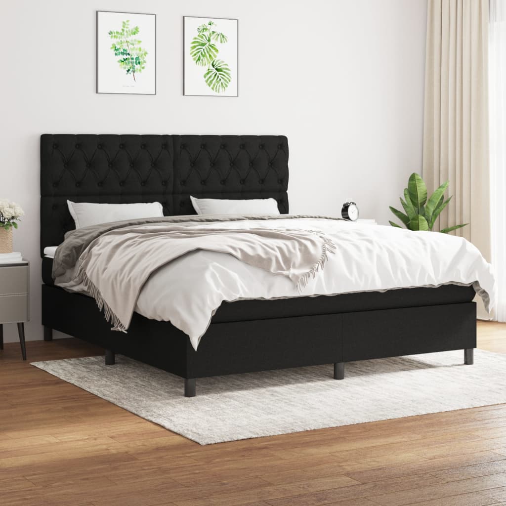 Boxspringbett mit Matratze Schwarz 160×200 cm Stoff